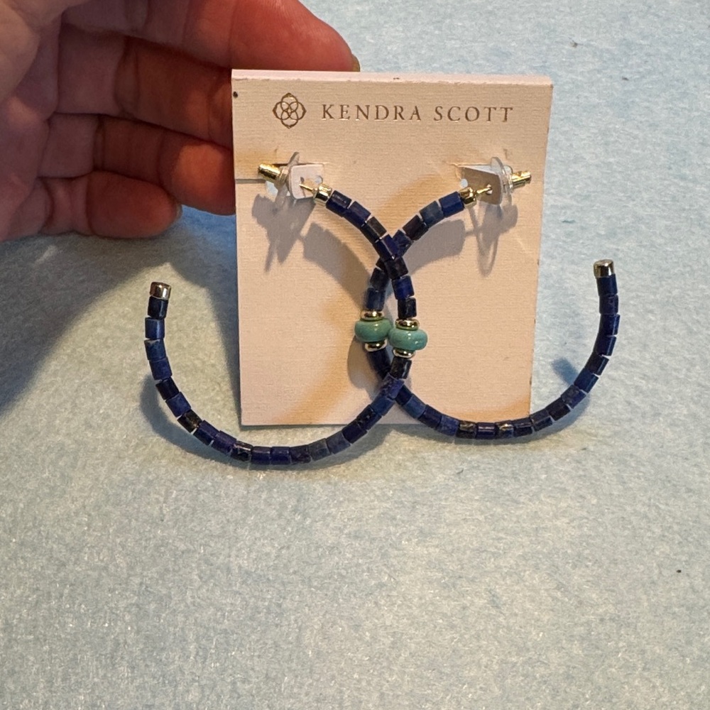 NWOT Kendra Scott Navy and Turquoise Hoop Earrings